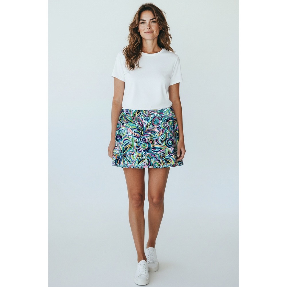 Aryeh Women XL Skort Tennis Golf Athletic Skirt Ruffle Print